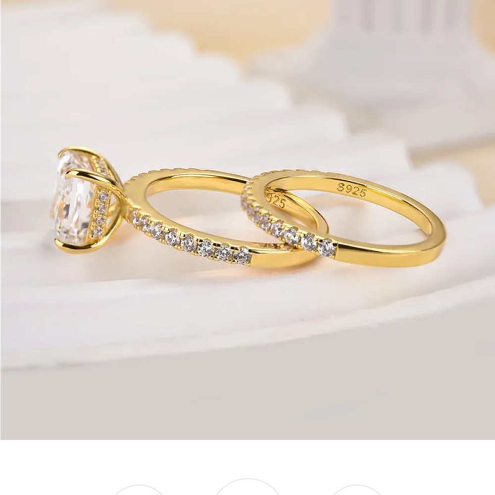 Maxine of Hollywood Gold Tone Cubic Zirconia Bridal Ring Set